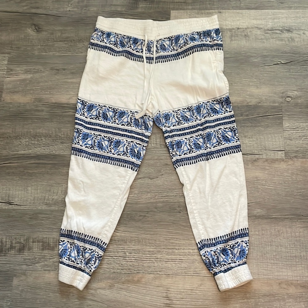 Loft size M blue and white linen jogger!